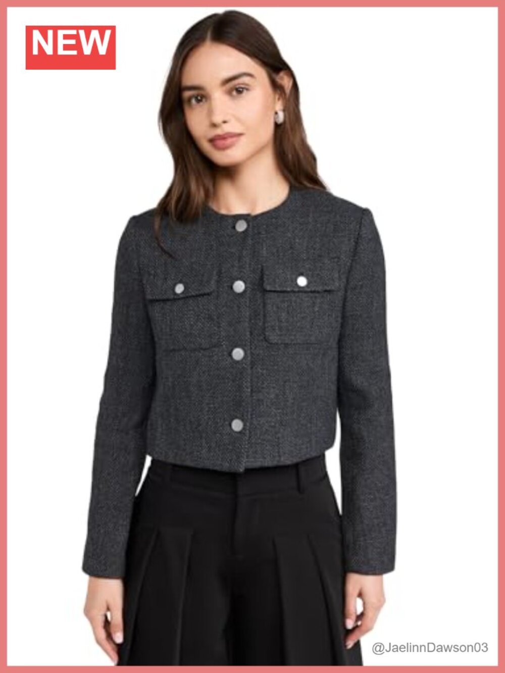 Theory Fully Lined Crop Cardigan Jacket Patch Pockets Wool Blend Button